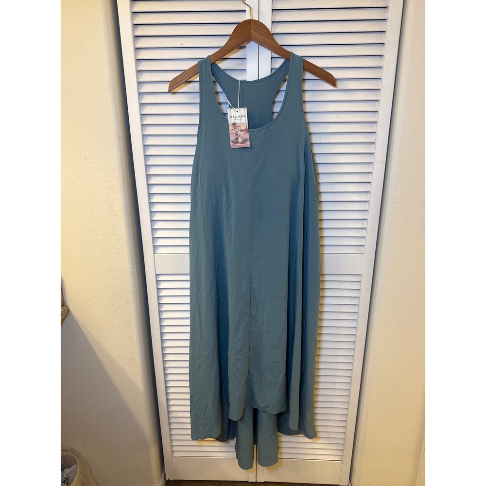 Halara Womens XL Teal Blue High Low Active Dress Racerback Built-in Bra Pockets